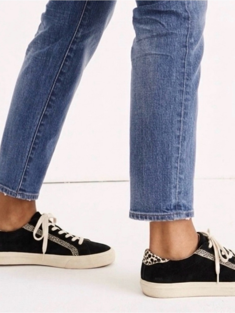 Madewell Sidewalk Low Top Sneakers Black Suede Calfhair